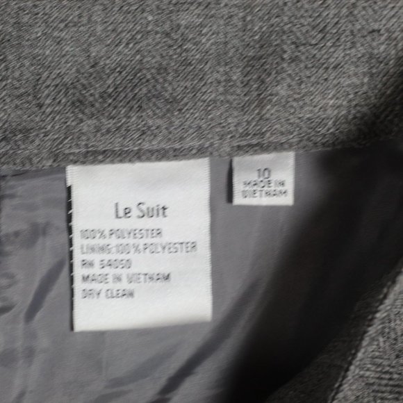 Le Suit Size 10 High Rise Straight Leg Grey Twill Slacks - Picture 4 of 8